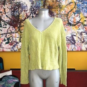 Vintage 90s 🧚 lime green zip up cardigan
